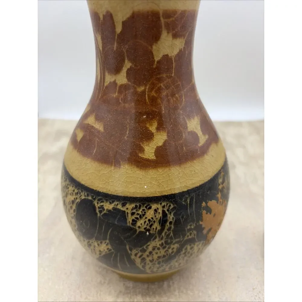 Vintage Art Pottery Floral Mexican Folk Art Vase 9” Tall